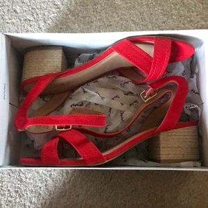 Red block heel sandals. Never been worn!